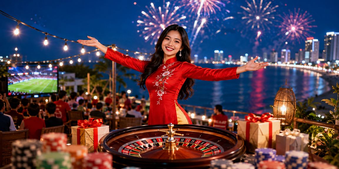 Bàn Roulette tại Nha Trang với không khí casino sang trọng và người chơi Việt Nam