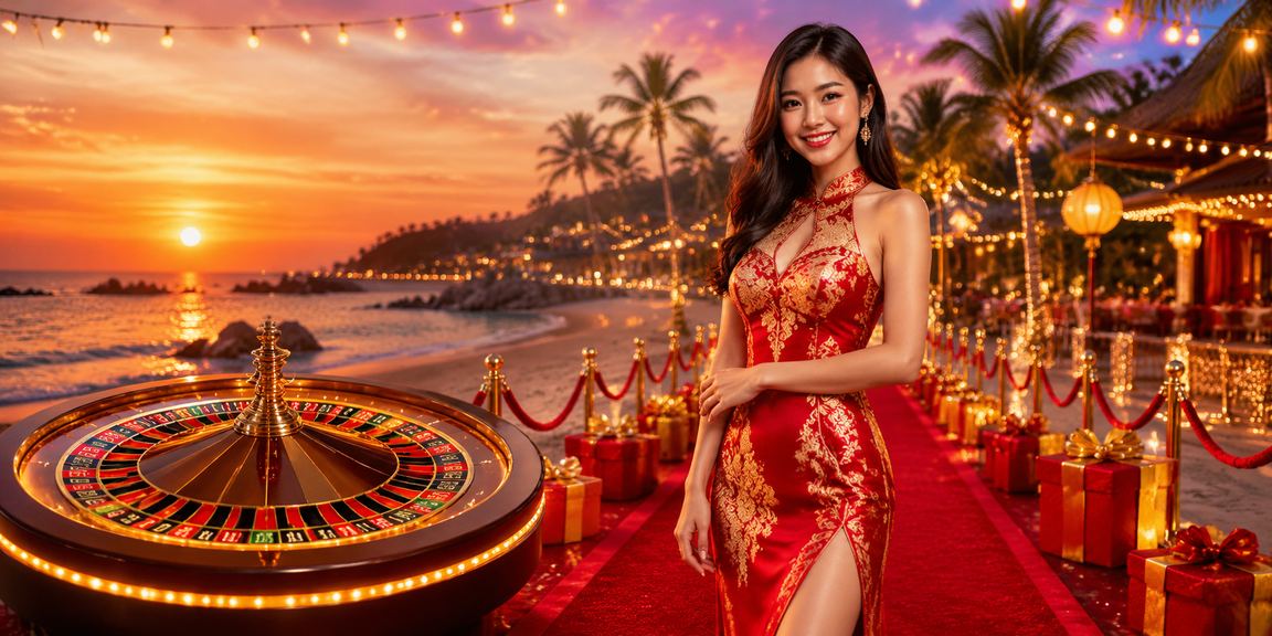 Không khí giải trí casino tại Phú Quốc với bàn roulette và khung cảnh biển xanh